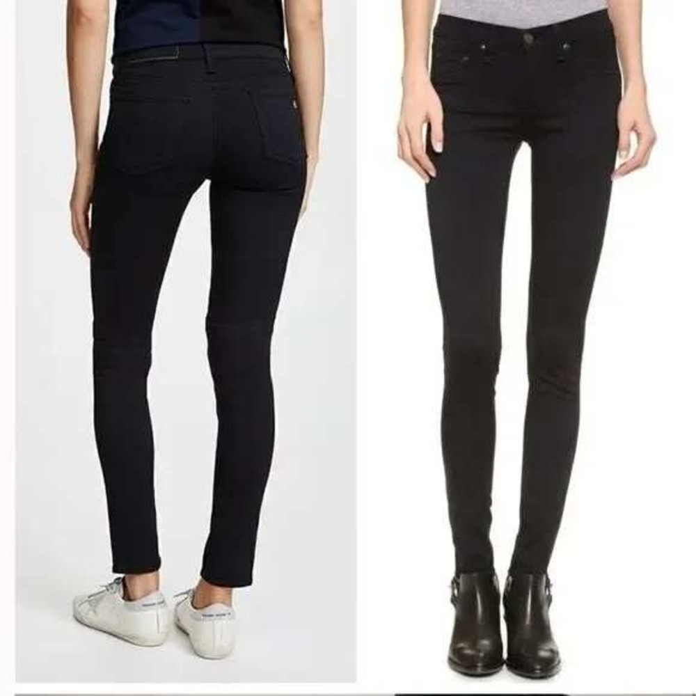 Rag & Bone Jeans Legging Skinny‎ Pants Black Plush Womens 25 Stretch Mid Rise